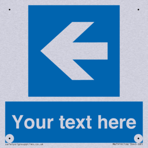 Custom Directional signage blue up left arrow 